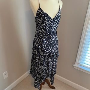 High Low Ruffle Abstract Print Dress